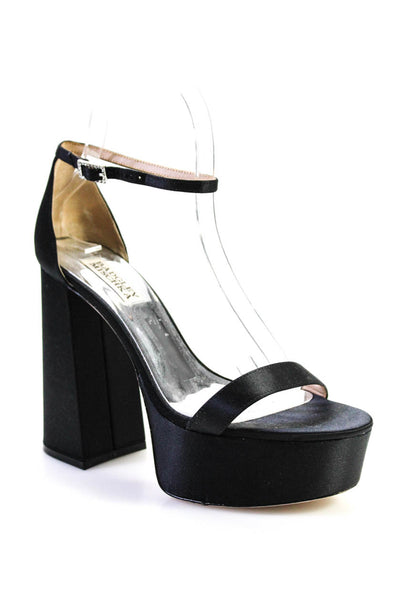 Badgley Mischka Womens Platform Ankle Strap Satan Sandals Black Size 9