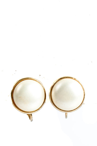 Marvella Womens Vintage Gold Tone Faux Mabe Pearl Clip On Earrings