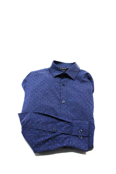 Zara DKNY WRK Mens Striped Buttoned Collar Long Sleeve Tops Blue Size M L Lot 4