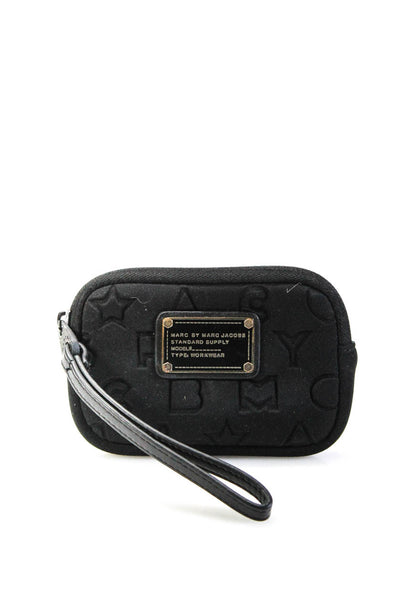 Marc By Marc Jacobs Womens Zip Top Neoprene Logo Wristlet Handbag Black