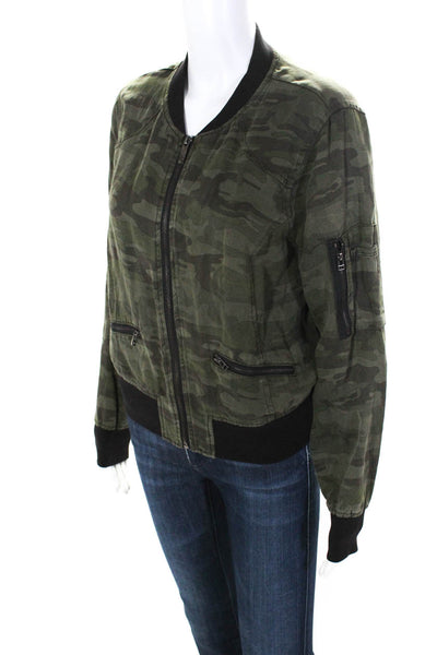 Sanctuary Womens Camouflage  Long Sleeved Zippered Bomber Jacket Green Size S