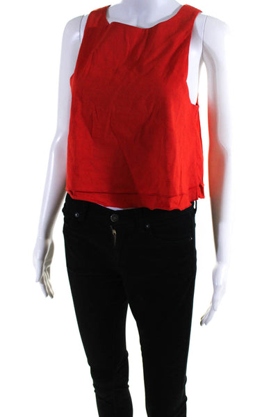 Apiece Apart Womens Layered Round Neck Sleeveless Blouse Top Red Size 6