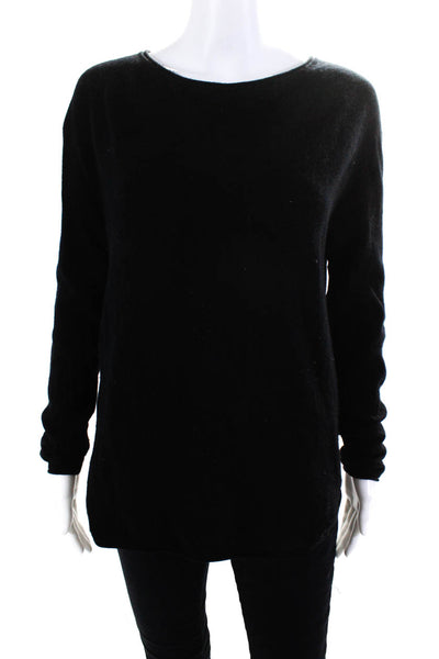 Vince Womens Wool Knit Round Neck Long Sleeve Sweater Top Black Size S