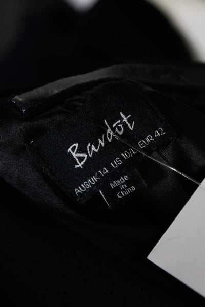 Bardot Womens Crepe Off The Shoulder Long Sleeve Shift Dress Black Size 10