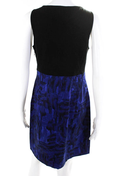 Theory Womens Cotton Knit Abstract Printed Sleeveless A-Line Dress Blue Size 10