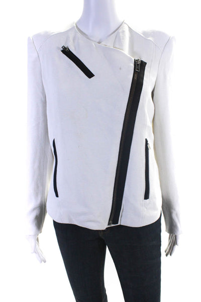 Helmut Lang Womens Collarless Full Side Zip Long Sleeve Jacket White Size 6