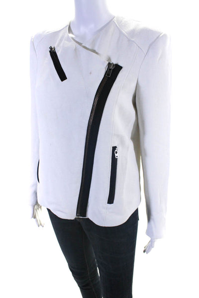 Helmut Lang Womens Collarless Full Side Zip Long Sleeve Jacket White Size 6