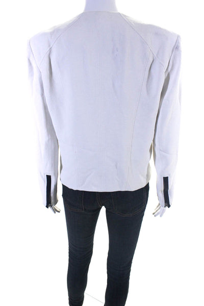 Helmut Lang Womens Collarless Full Side Zip Long Sleeve Jacket White Size 6