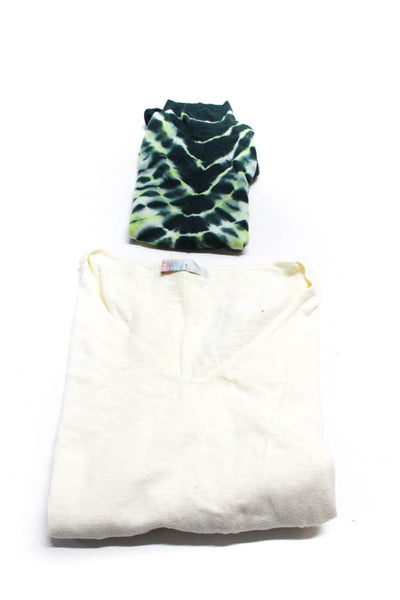 We The Free FP Beach Womens Tie Dye Mock V-Neck Sweaters Green Size S M Lot 2