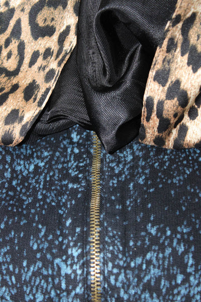 Zara XCVI Womens Brown Animal Print Open Front Long Sleeve Blazer Size M Lot 2