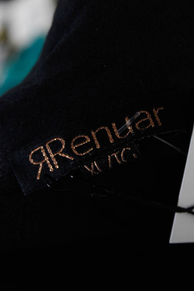 Renuar Women's Collar Short Sleeves Button Down Shirt Black Size XL