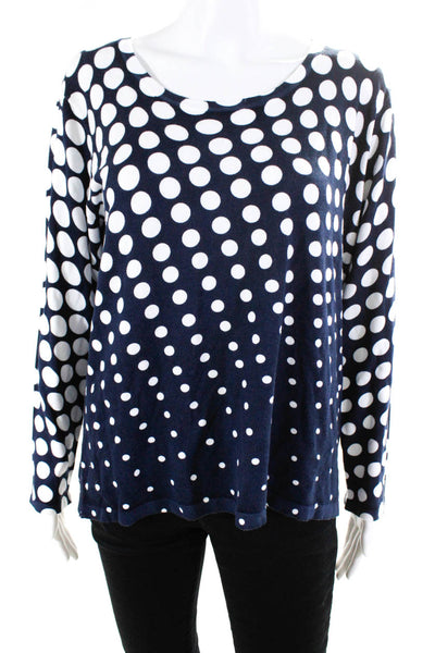 Marble Women's Round Neck Long Sleeves Polka Dot Sweater Size L