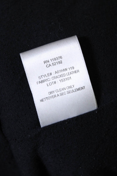 Helmut Lang Womens Leather Metallic Asymmetrical Zip Jacket Black Size L