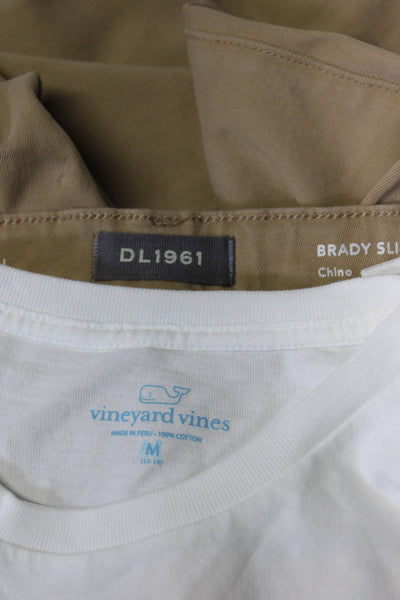 Vineyard Vines Boys T-Shirts Chino Pants Blue White Beige Size 14 S M Lot 3