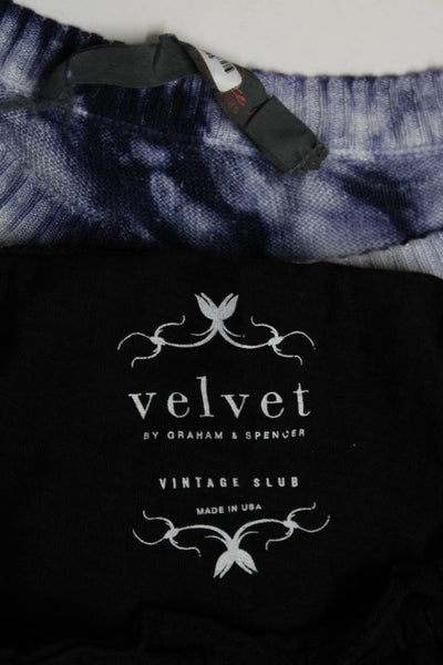 Velvet Women's Round Neck Long Sleeves Blouse Black Size XS Lot 2