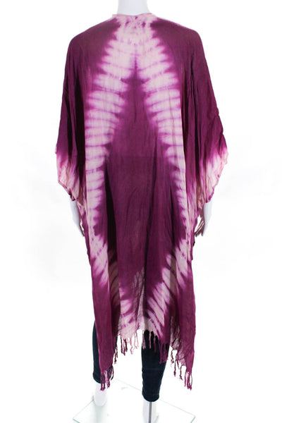 Michael Stars Women's Open Front Fringe Hem Tie Dye Cardigan One Size