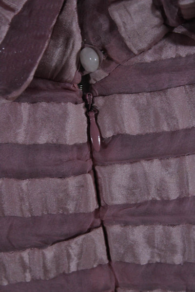 Carolina Herrera Womens Zip Up Sleeveless V Neck Striped Sheath Dress Pink 0