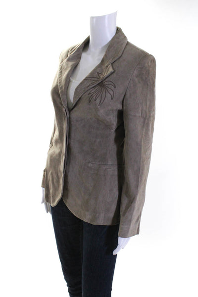 Joseph Women's Collar Long Sleeves Suede Jacket Beige Size S