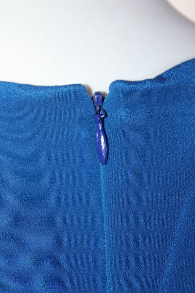 Wayne Womens Silk Sleeveless Tied Back Zipped Midi Shift Dress Blue Size S
