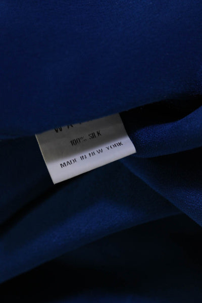 Wayne Womens Silk Sleeveless Tied Back Zipped Midi Shift Dress Blue Size S