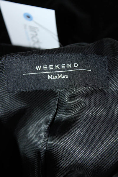Weekend Max Mara Womens High Neck Velvet Long Shirt Jacket Black Size 6