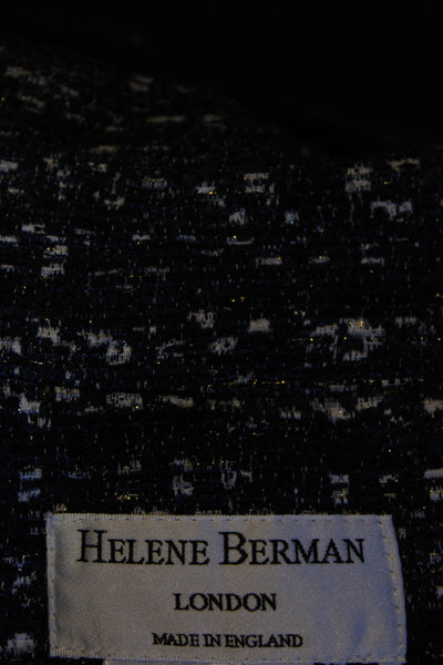 Helene Berman Womens Jacket Navy Blue Gold Cotton Size Large