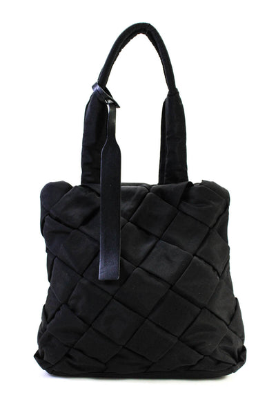 Jason Wu Womens Woven Fabric Magnetic Closure Top Handle Tote Bag Handbag Black