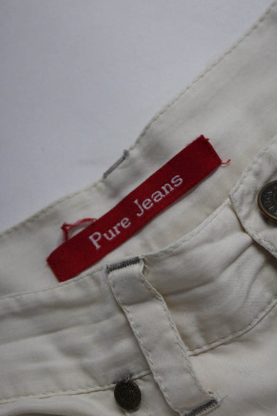 Pure Jeans Designer Womens 100% Silk Straight Leg Pants White Size 6 44 Lot 2