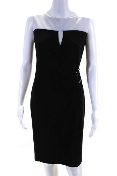 Joseph Ribkoff Womens Contrast Color Block Wrap Sheath Dress Black White Size 6