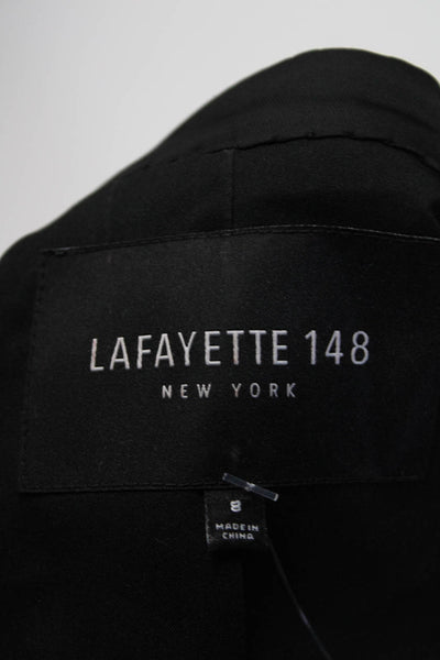 Lafayette 148 New York Womens Black Wool One Button Long Sleeve Blazer Size 8