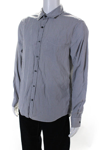 Vince Men's Striped Long Sleeve Button Down Shirt Gray Size M