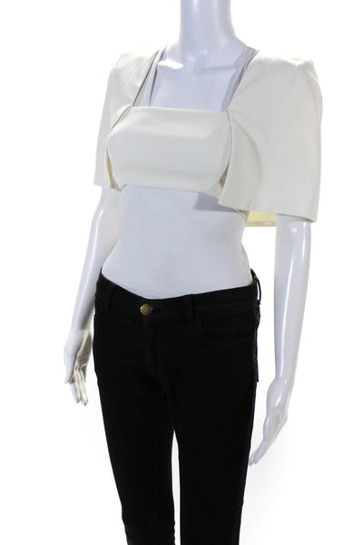 AQ/AQ Women's Square Neck Short Sleeve Crop Top Blouse White Size 2