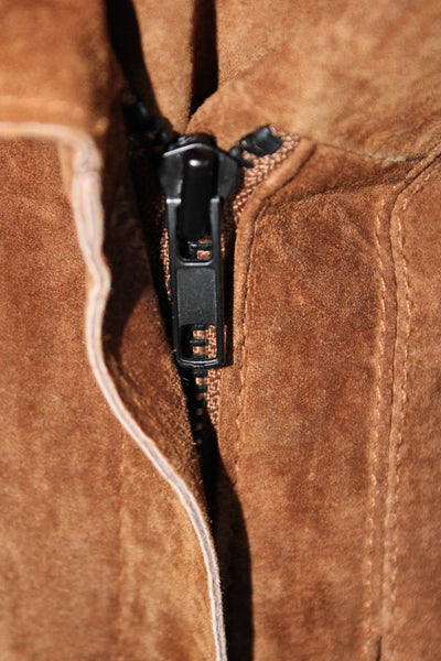 BB Dakota Women's Leather Suede Asymmetric Zip Short Jacket Brown Size S