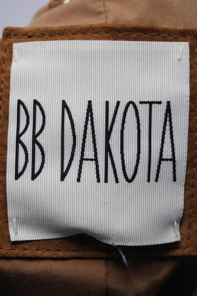 BB Dakota Women's Leather Suede Asymmetric Zip Short Jacket Brown Size S