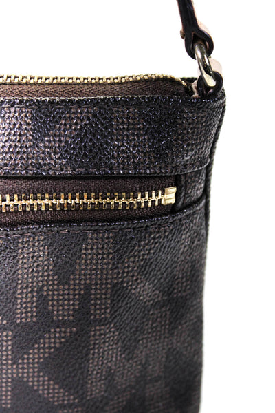Cole Haan Womens Leather Metallic Textured Zipper Pouch Wallet Wristlet Silver