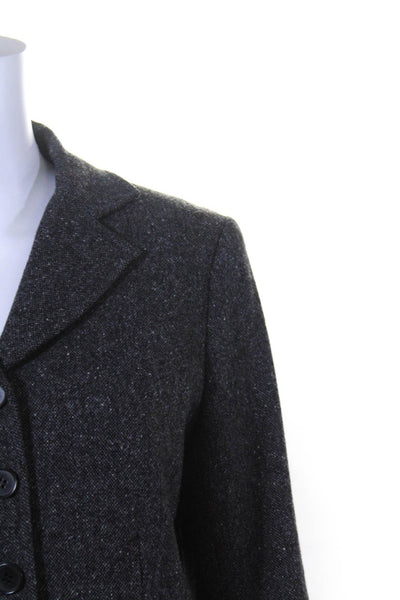 Theory Womens Wool Notch Collar Long Sleeve Five Button Blazer Charcoal Size 10