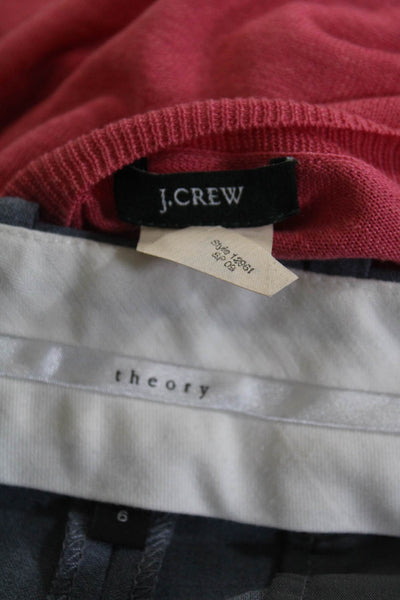 J Crew Theory Womens Silk Ribbed V-Neck Pullover Sweater Pants Pink Size M Lot 2