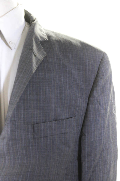 Burberry Mens Gray Wool Pinstriped Two Button Long Sleeve Blazer Size 42L