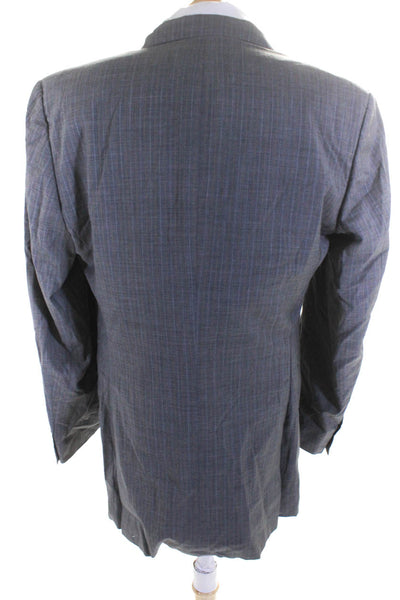 Burberry Mens Gray Wool Pinstriped Two Button Long Sleeve Blazer Size 42L