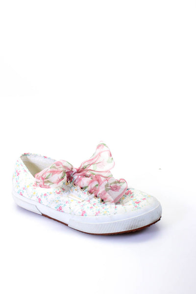 Love Shack Fancy x Superga Womens Canvas Floral Low Top Sneakers Beige Size 11