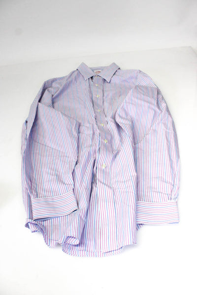 Brooks Brothers Facconable Mens Button Up Shirts Blue Size M 16.5/35 L Lot 3