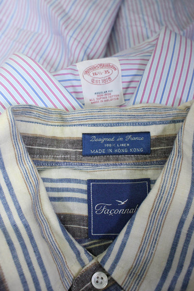 Brooks Brothers Facconable Mens Button Up Shirts Blue Size M 16.5/35 L Lot 3