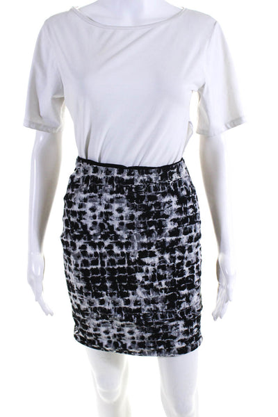 BCBG Max Azria Womens Jersey Knit Printed Pencil Skirt Black Gray Size XS