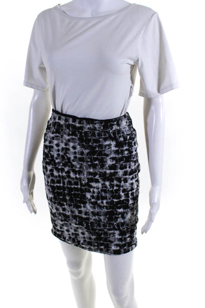 BCBG Max Azria Womens Jersey Knit Printed Pencil Skirt Black Gray Size XS