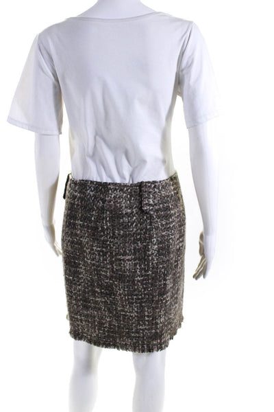 S Max Mara Womens Tweed Wool Mid Rise Knee Length Pencil Skirt Brown Size 4
