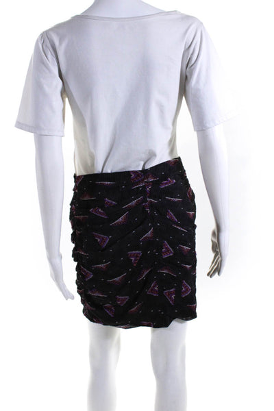 Ba&Sh Womens Chiffon Abstract Printed Ruched Mid Rise Mini Skirt Black Size M