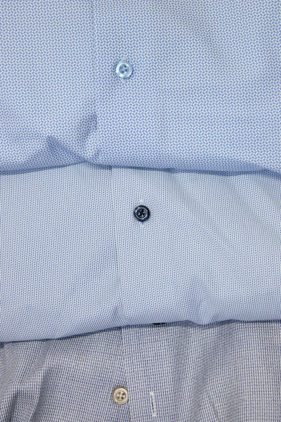 David Donahue Scott Barber Men's Printed Button Down Dress Shirt Blue Size 16 L,