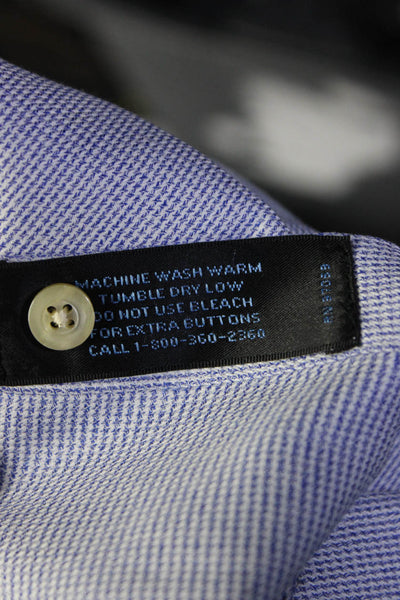 David Donahue Scott Barber Men's Printed Button Down Dress Shirt Blue Size 16 L,