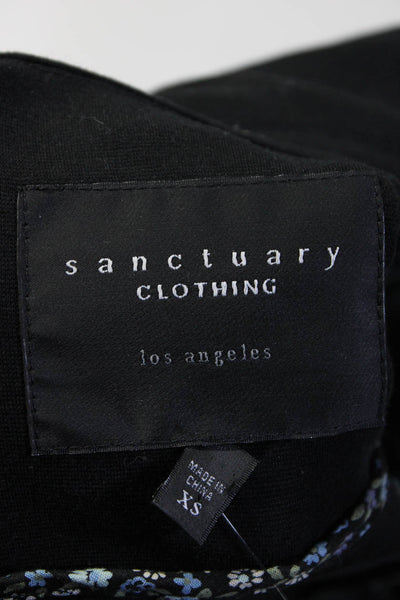 Sanctuary Womens Gold Toned Buttons Notch Lapel Button Up Jacket Black Size XS