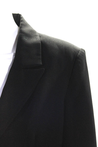 Mural Womens Peak Collar V-Neck One Button Blazer Suit Jacket Black Size L